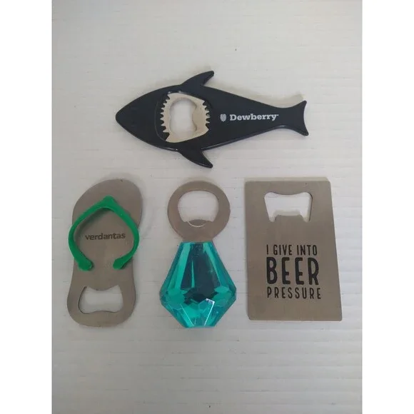 Lot of 4 Bottle Openers collection advertising garage beach bar cave fun - Picture 1 of 5